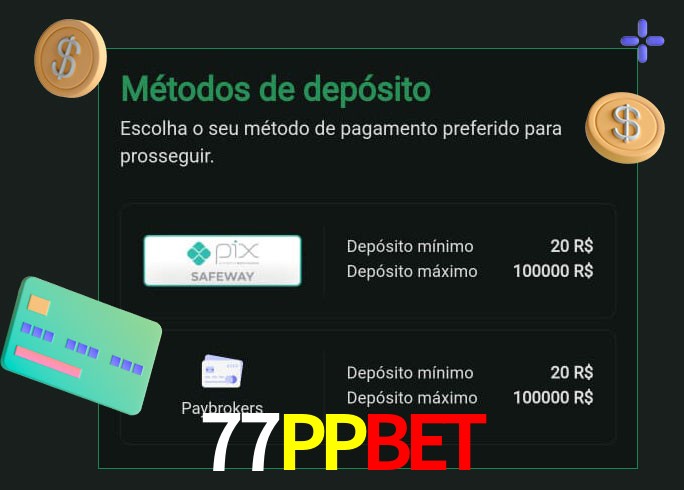 O cassino 77PPBETbet oferece uma grande variedade de métodos de pagamento